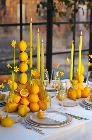naples tablescape slate studios interior design blue and orange and yellow