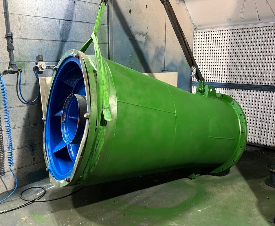 Looking good in green, part of the pump which has been given a protective coating