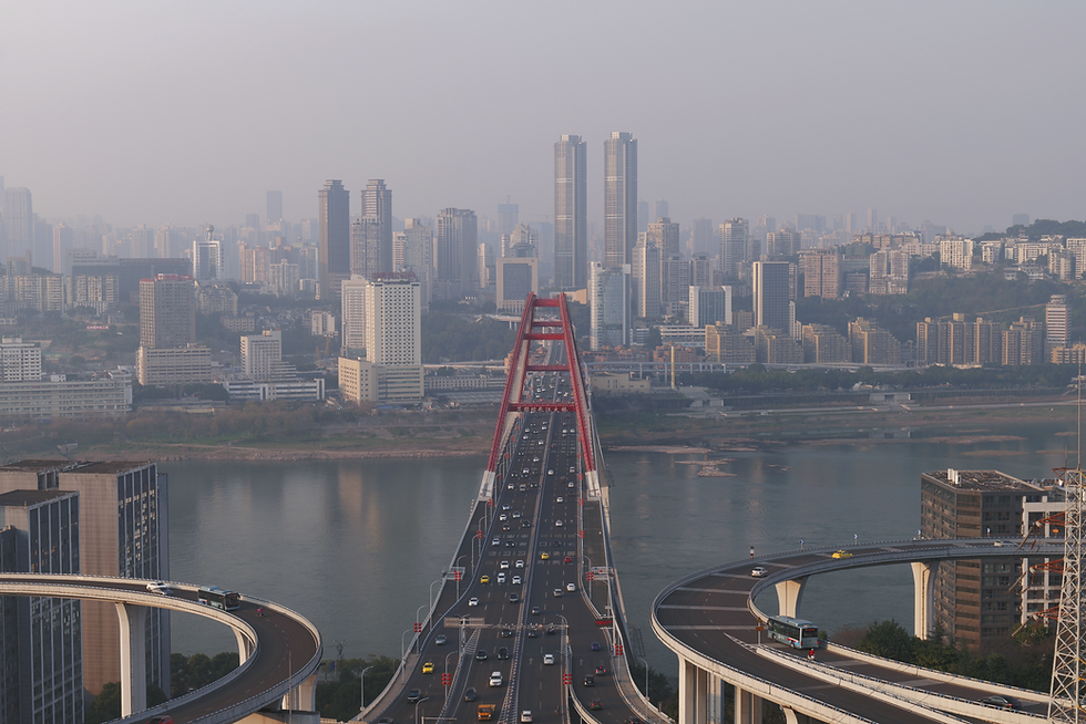 Roads are built on multiple levels in Chongqing, a mountain megacity in southwest China