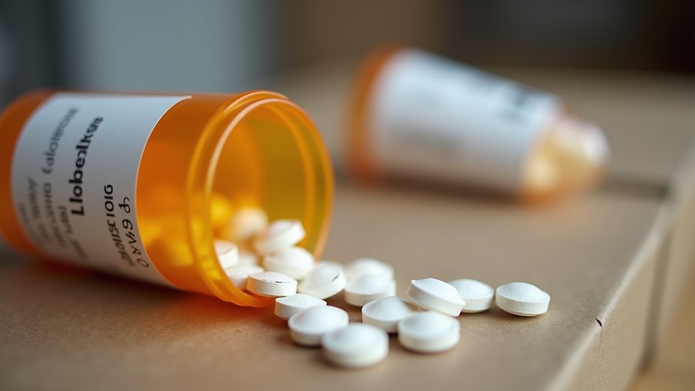Close-up view of a delivery package with prescription medications