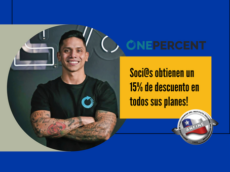 Nuevo convenio ANFINE y gimnasio ONE PERCENT: Soci@s obtienen un 15% de descuento!