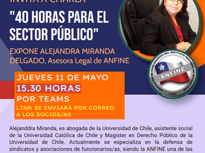 NUEVA HORA PARA CHARLA ANFINE SOBRE "40 HORAS PARA EL SECTOR PÚBLICO"
