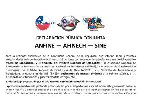 ANFINE, AFINECH y SINE llaman a resguardar al INE y a sus trabajadoras y trabajadores