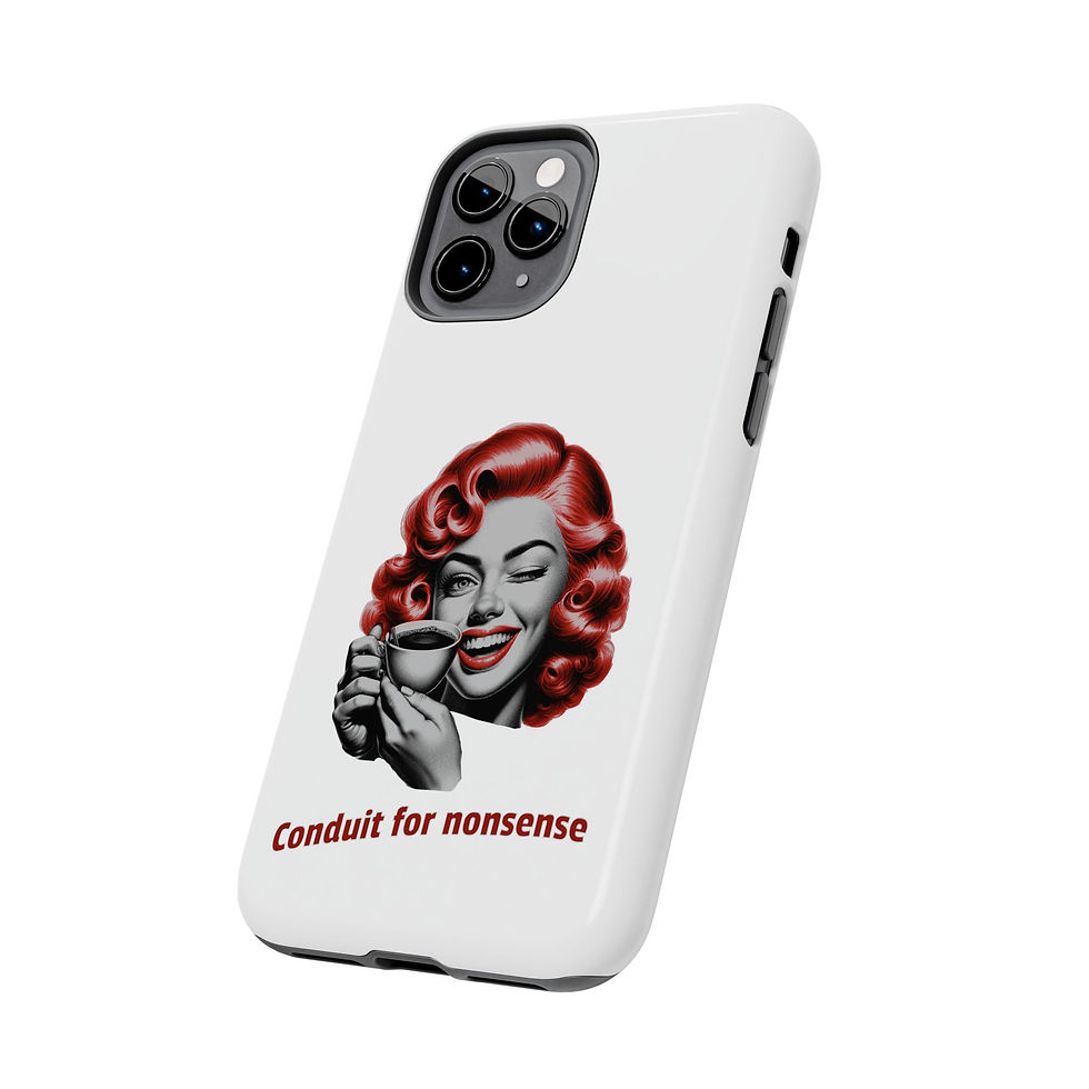 Thumbnail: Vintage Woman Holding Coffee Phone Case "Conduit for Nonsense" iPhone & Samsung 