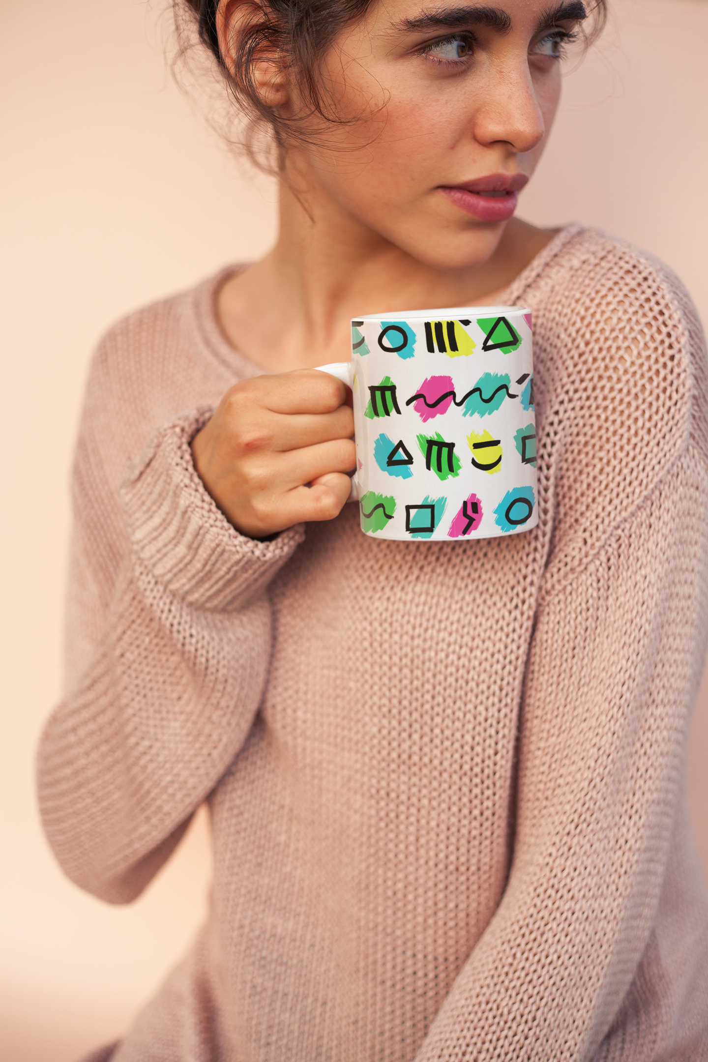 Synthwave-Vaporwave Memphis Style Squigglies Ceramic Mug 11oz/15oz