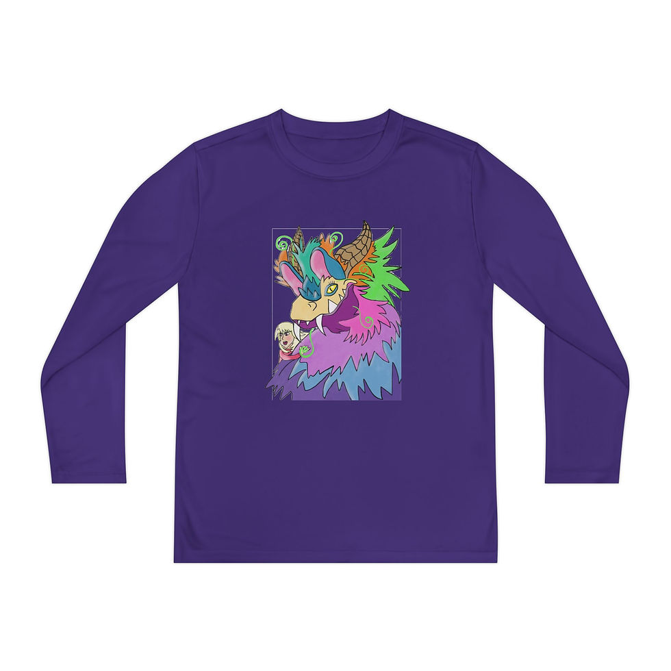 Thumbnail: Youth Medieval Dragon & Chibi Bunny Long Sleeve T-shirt