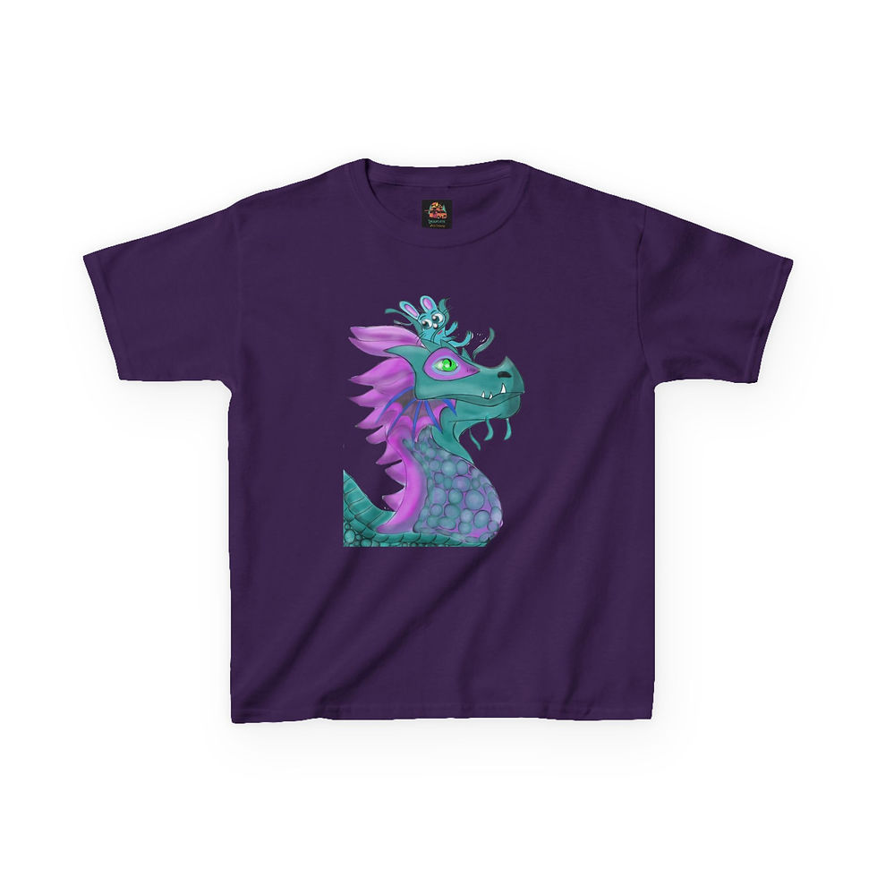 Thumbnail: Youth Medieval Dragon And Chibi Rabbit Heavy Cotton T-shirt