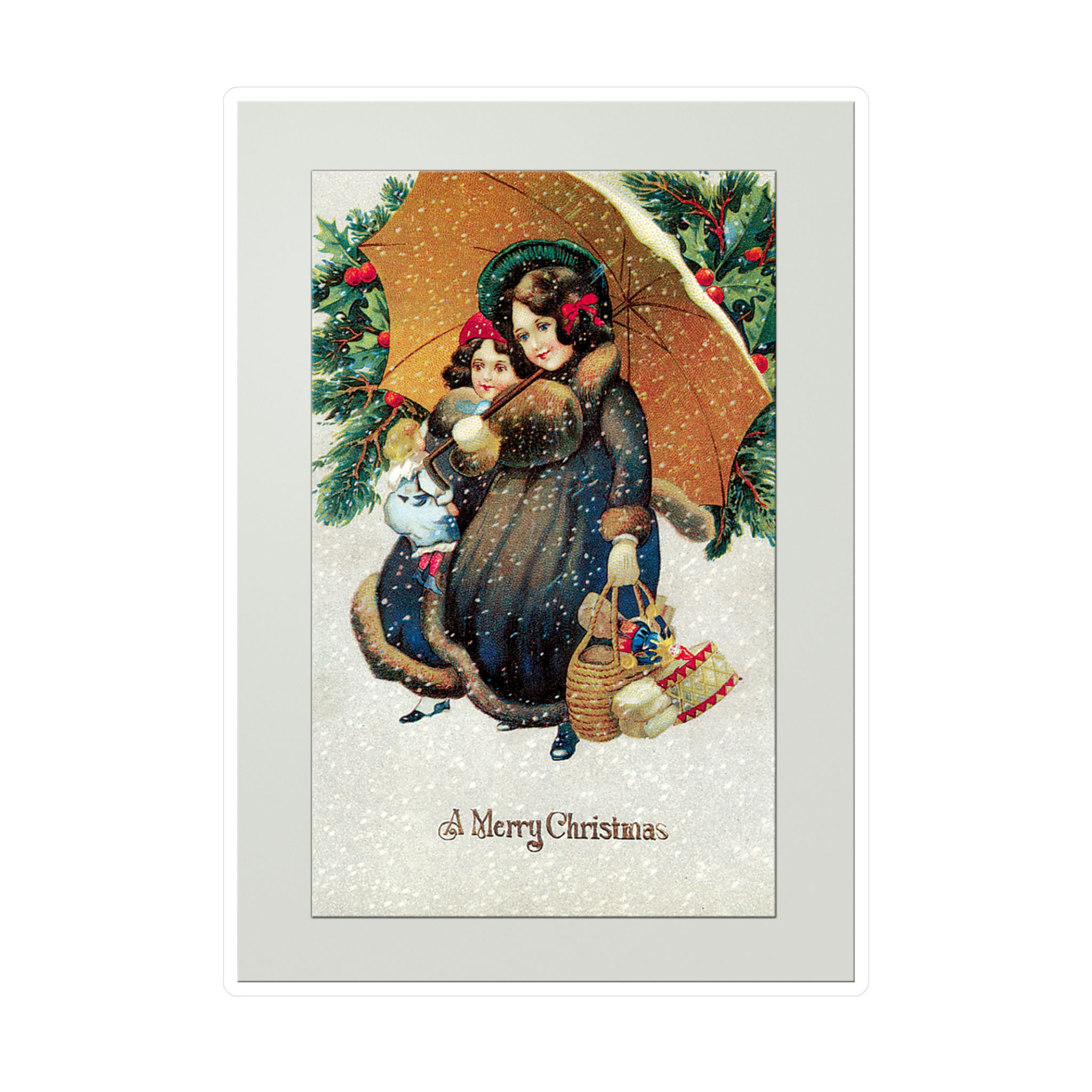 Vintage Victorian Christmas Decal — "A Merry Christmas" Kiss-Cut Sticker
