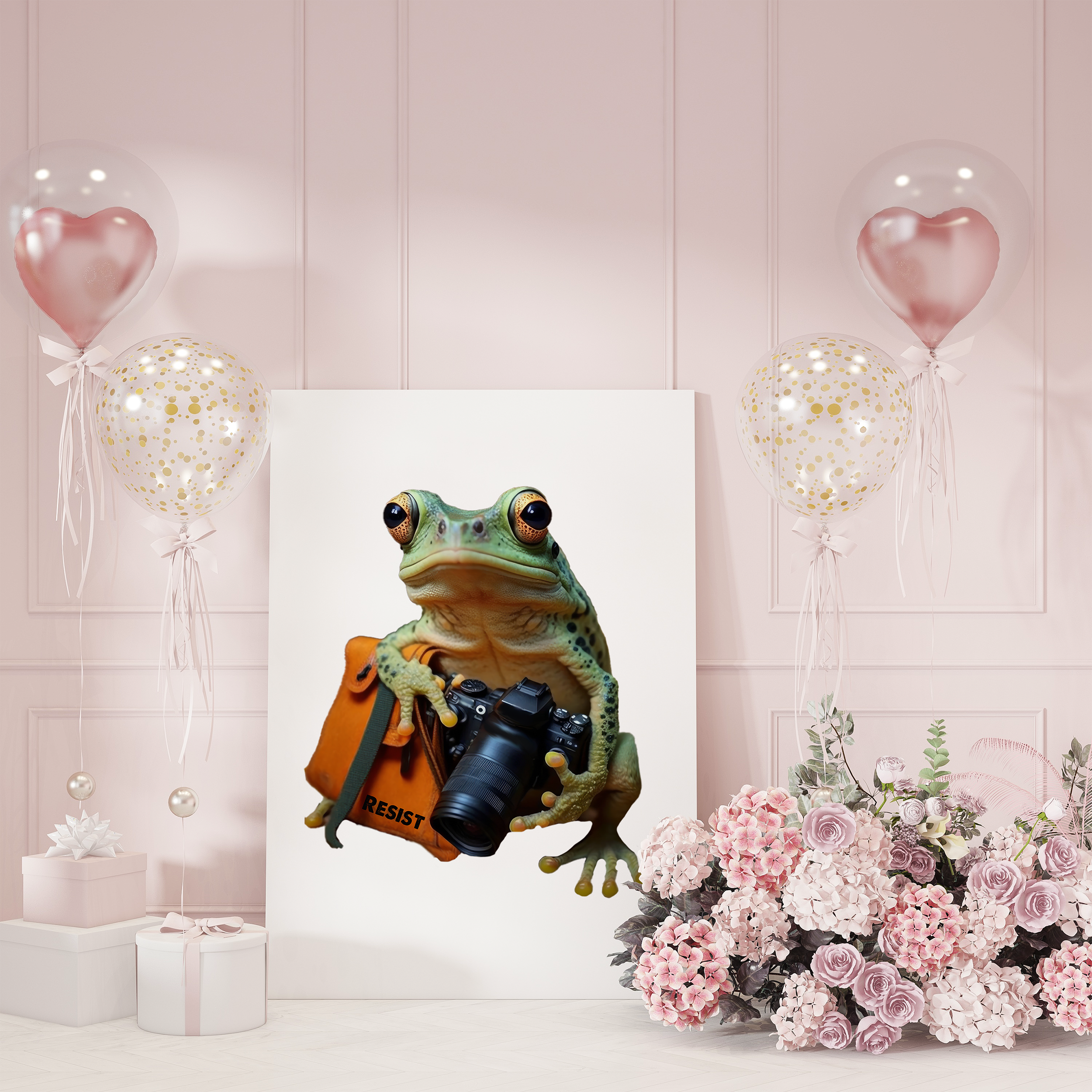 Resistance Frog Photographer Canvas Print 