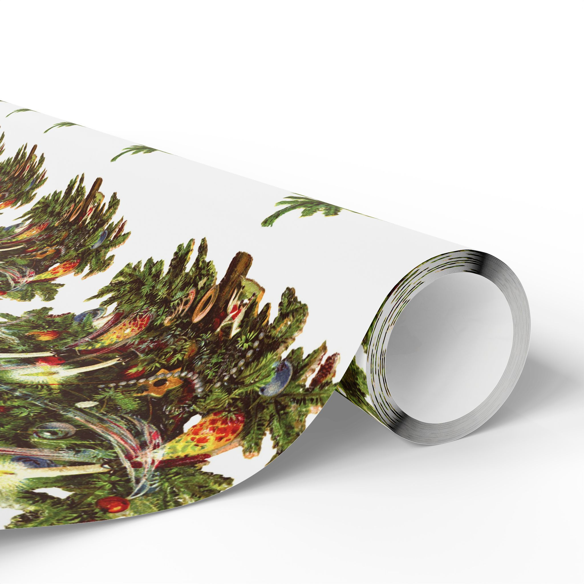 Vintage Christmas Tree Wrapping Paper Roll — Festive Holiday Gift Wrap