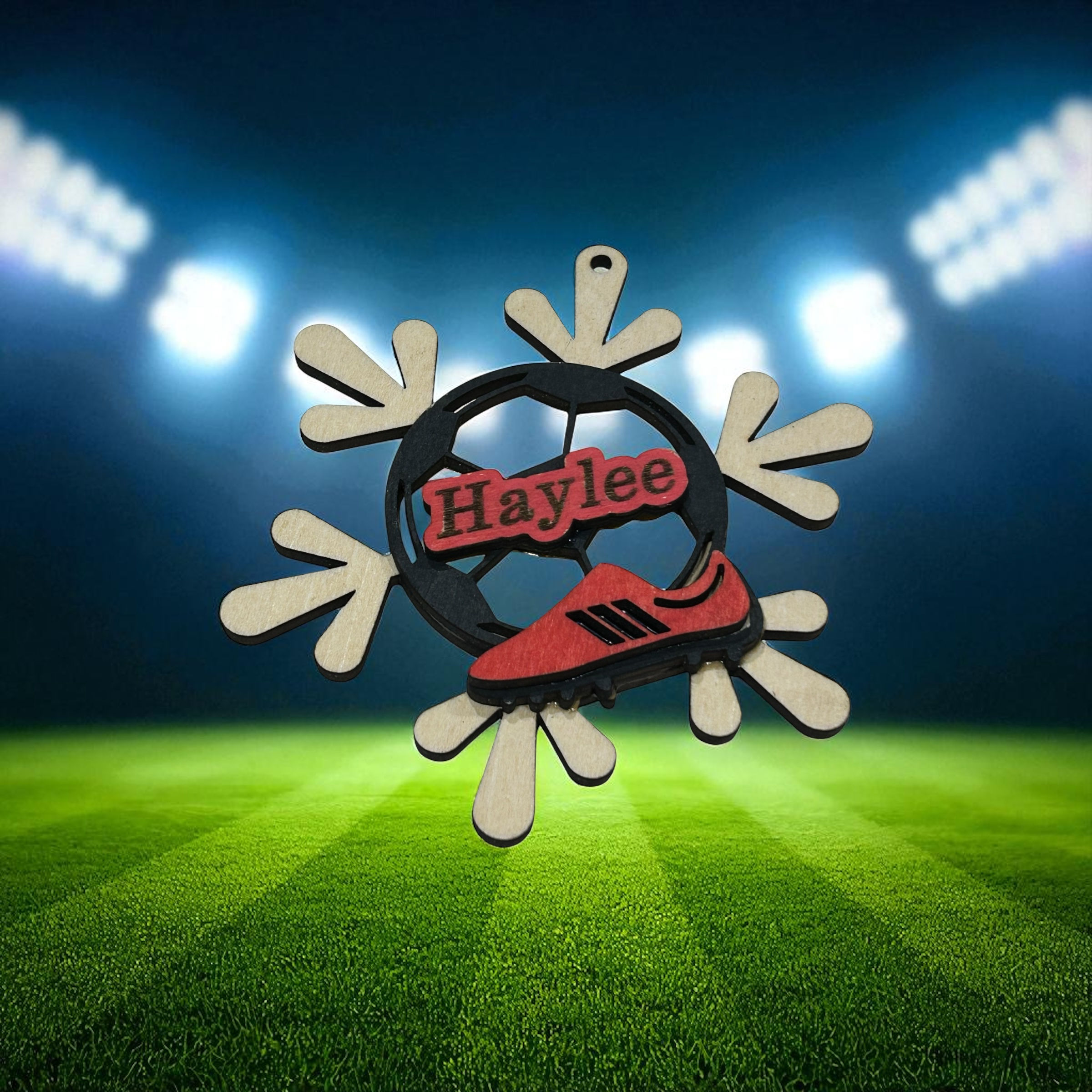 Customizable wooden Soccer Ornament