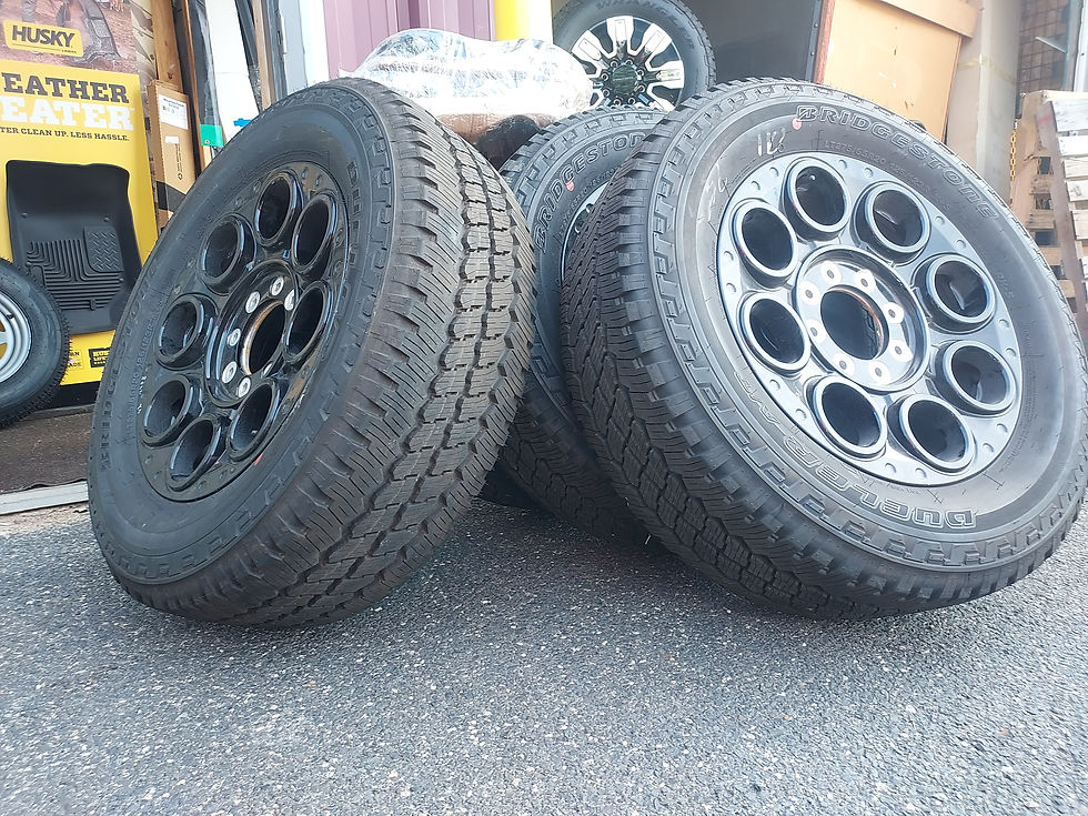 Thumbnail: 20" Black Revolver-Style Ford Super Duty Wheels AT Tires F250 F350