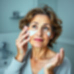 American female middle age Patient putting cream from Compounding pharmacy not CVS near me