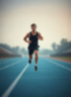 American male running on track after getting order from farmacia cera de mi