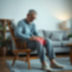 American male Patient sitting on wooden chair, ordered pain compounding medication