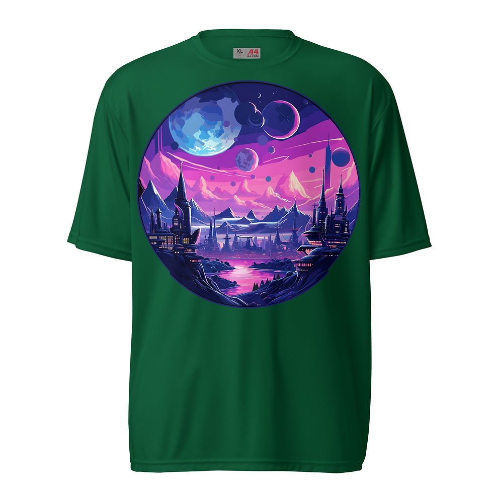 Thumbnail: Axon City - Cask District - Planet of Ataria - Unisex perform crew neck t-shirt