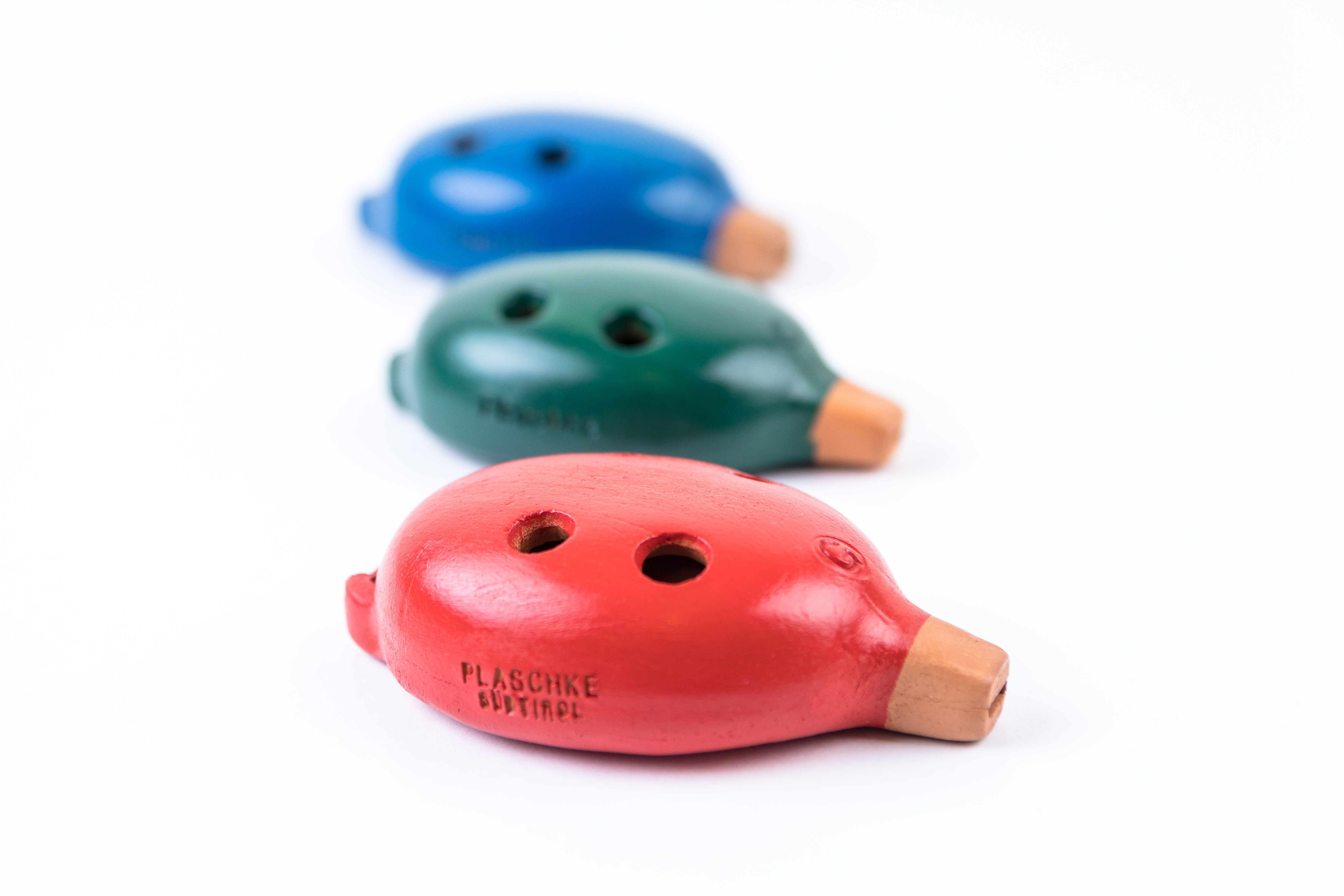 Pendant Okarina Set 4 Farben in G-Dur, handgemacht in Südtirol aus Ton