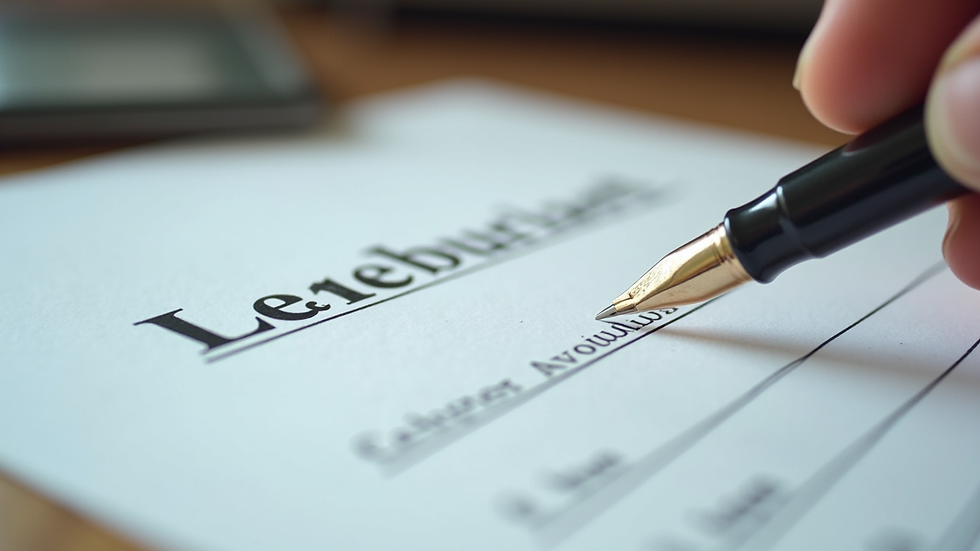 Close-up view of a legal document with a pen