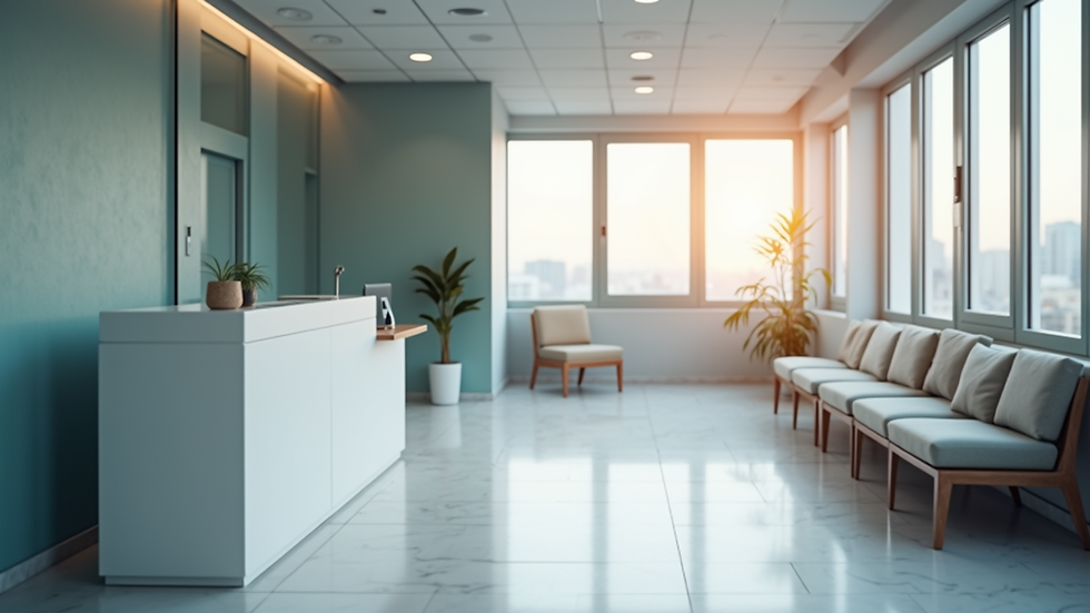Eye-level view of a modern medical clinic reception area