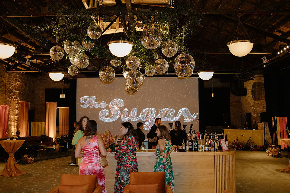Beautiful photo of industrial loft venue with disco.