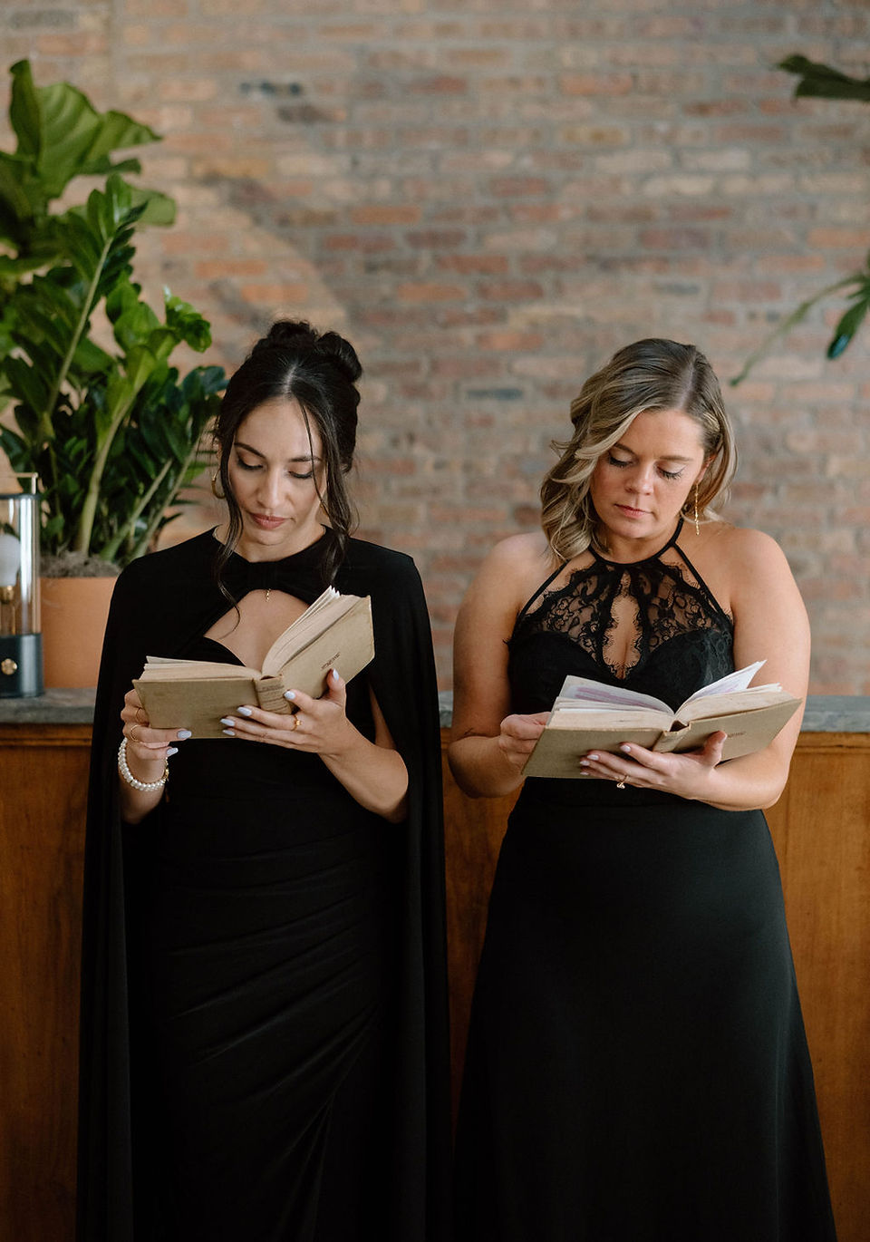 Chic ministers of wedding dressed in black. 