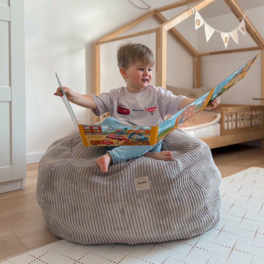 Thumbnail: PLUSH NEST toy and plush toy cover bag, children’s pouffe, green, premium corduroy