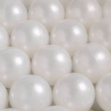 Sīktēls: PLUSH NEST apaļš bērnu bumbu baseins-velveta bēšs, bumbas: pērļu,dzeltena,zelta