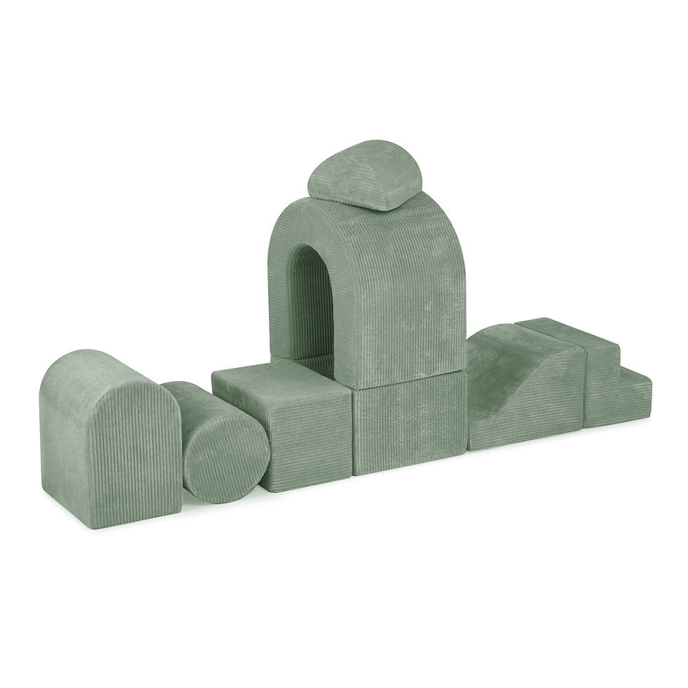 Sīktēls: PLUSH NEST Bērnu Mīksto kluču komplekts – baseins + 8 elementi, zaļš, velvets