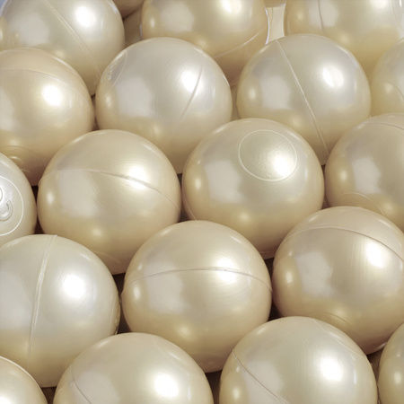 Sīktēls: PLUSH NEST apaļš bērnu bumbu baseins-velveta bēšs, bumbas: pērļu,dzeltena,zelta