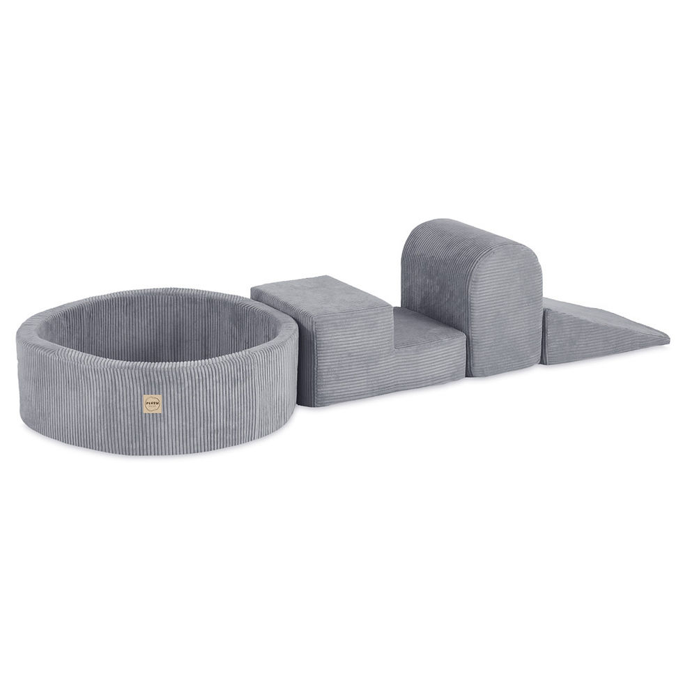 Sīktēls: PLUSH NEST Bērnu Mīksto kluču komplekts–3 elementi+bumbu baseins,pelēks, velvets