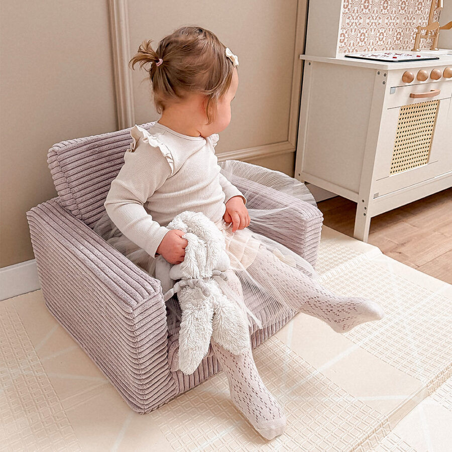 Thumbnail: PLUSH NEST children’s reclining armchair CUBIE, recliner, light pink, premium corduroy