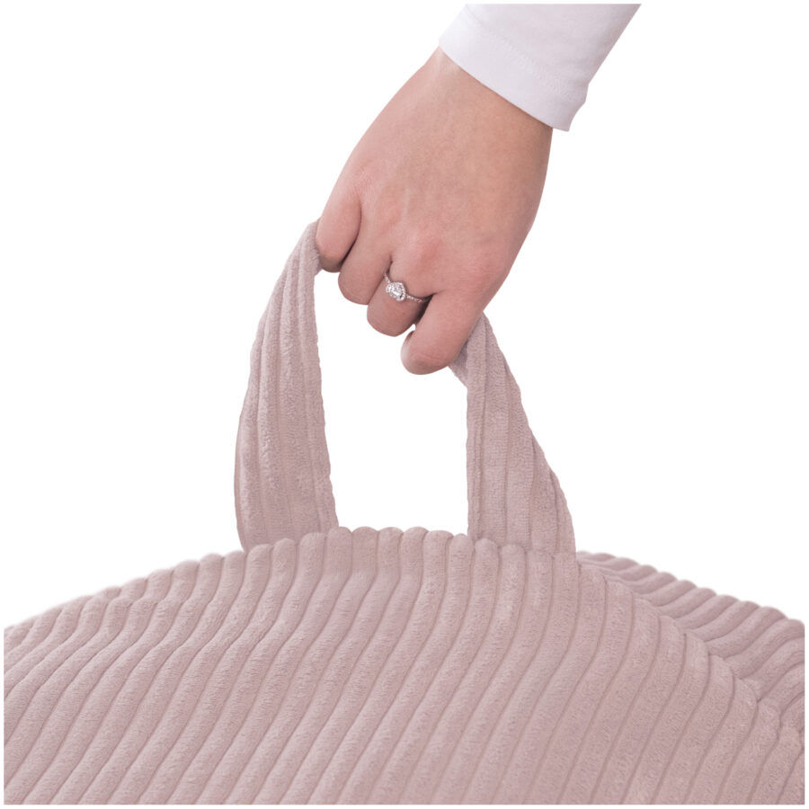 Sīktēls: PLUSH NEST rotaļlietu uzglabāšanas maiss, bērnu pufs, gaiši rozā,premium velvets