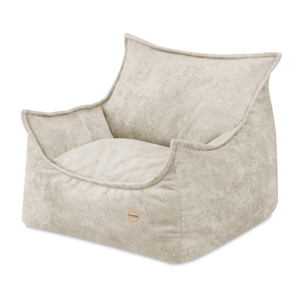 PLUSH NEST ROYA bērnu atpūtas krēsls, bēšs, augstākās kvalitātes šenils