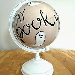decorative spooky halloween globe painting art class prairie arts center north platte nebraska