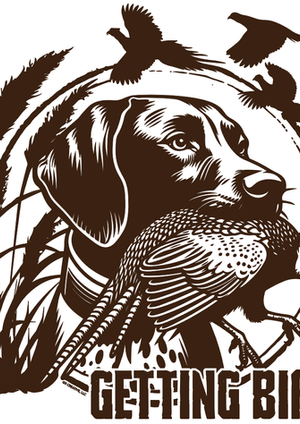 getting birdy gsp german shorthair pointer pheasant hunting logo design wearable art by G3 creative