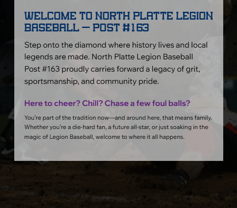north platte legion baseball post #163 american legion website design by g3 creative