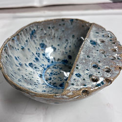 berry bowl strainer out of clay pottery and glaze class at the prairie arts center in north platte nebraska