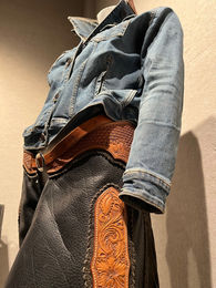 saddled tooled leather chaps artistry at the prairie arts center in north platte nebraska