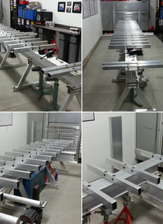 precision-built aluminum chassis jig constructed from heavy-walled aluminum box tubing with a central spine and multiple perpendicular cross-members built by high country mfg colorado
