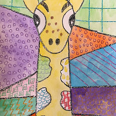 mixed media giraffe painting youth kids art class at the prairie arts center north platte nebraska