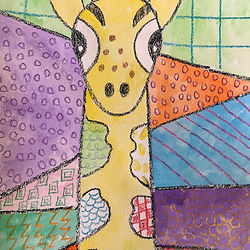 mixed media giraffe painting youth kids art class at the prairie arts center north platte nebraska