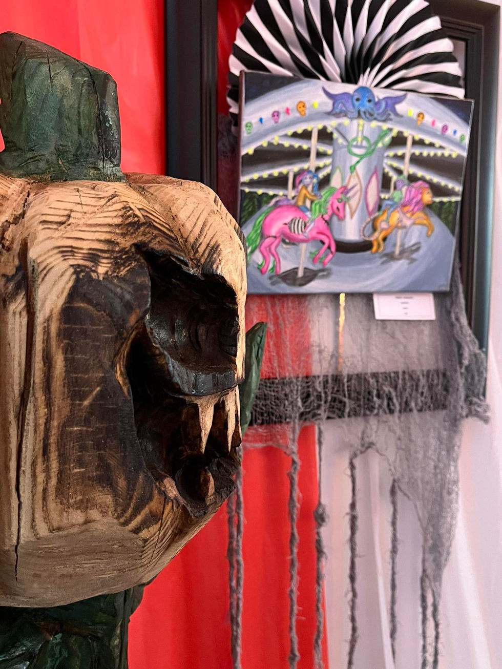 halloween circus creepy art exhibit at the prairie arts center in north platte nebraska