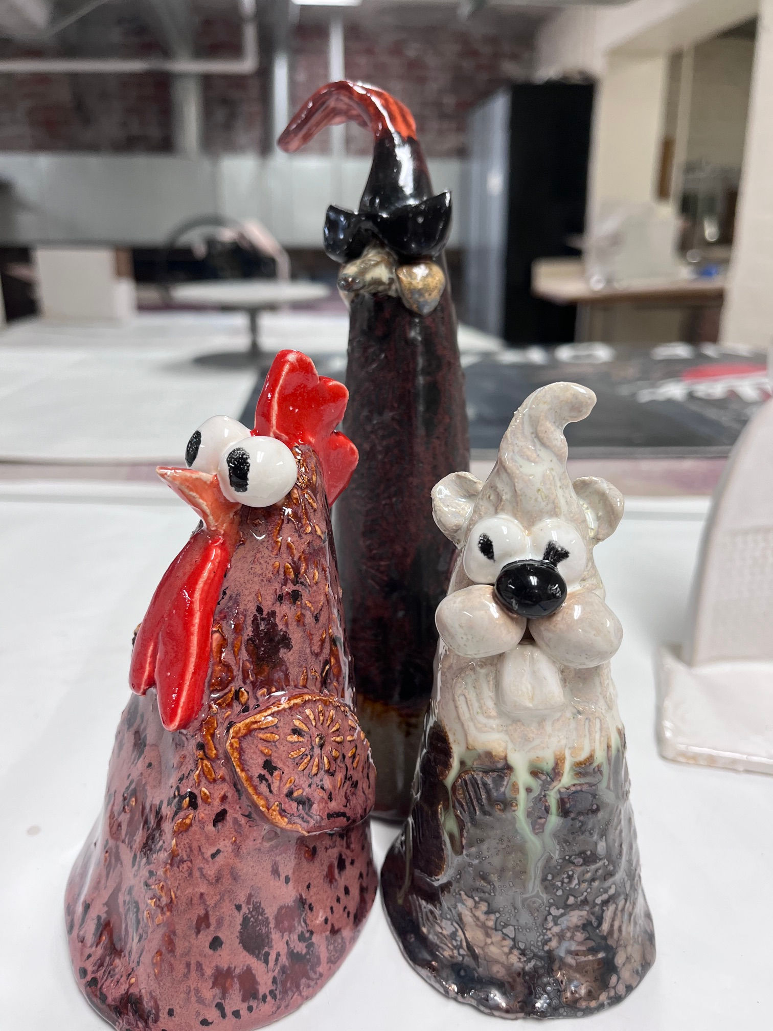 quirky chicken clay pottery and glaze class at the prairie arts center in north platte nebraska
