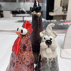 quirky chicken clay pottery and glaze class at the prairie arts center in north platte nebraska