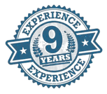 9 Years Experience Badge Blue