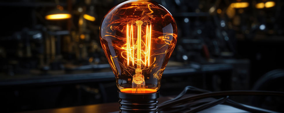 Glowing Edison bulb on dark surface
