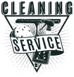 Cleaning Service logo: tools and text
