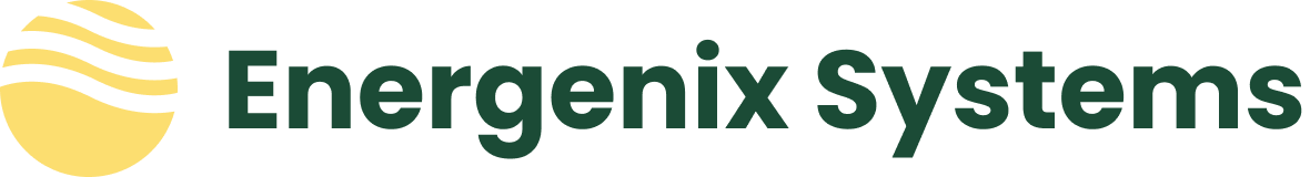 Abstract logo design with yellow circle and dark green text