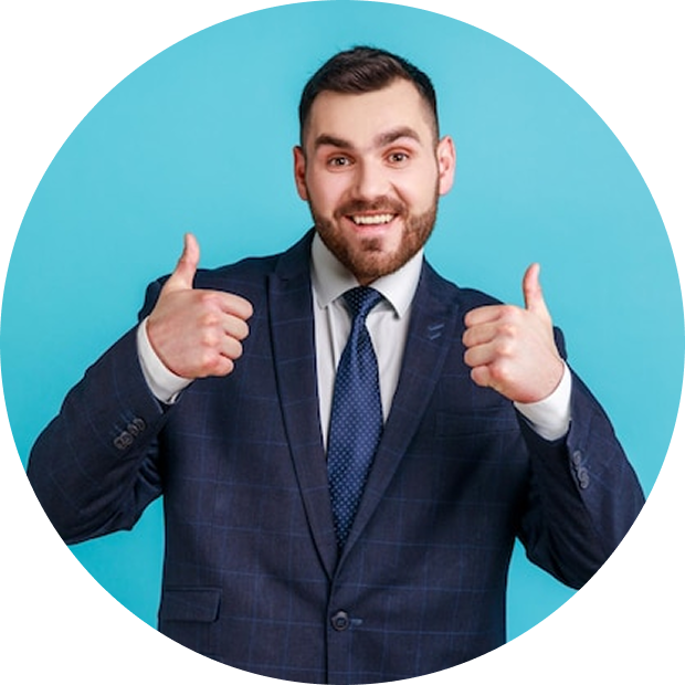 Smiling businessman giving thumbs up