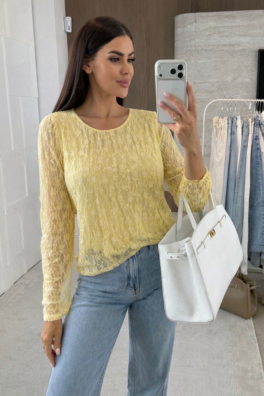 Spitzenshirt Butteryellow